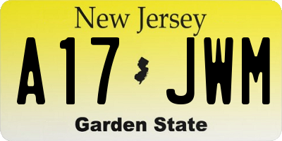 NJ license plate A17JWM