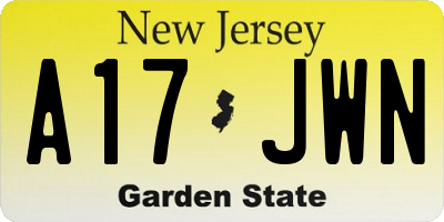 NJ license plate A17JWN