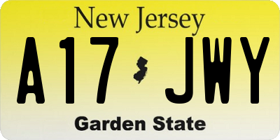 NJ license plate A17JWY