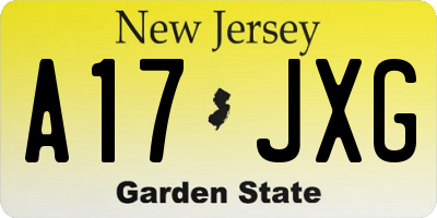 NJ license plate A17JXG