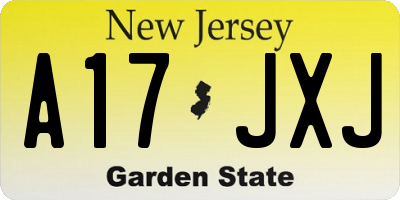 NJ license plate A17JXJ