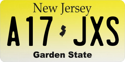 NJ license plate A17JXS