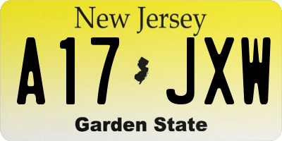 NJ license plate A17JXW