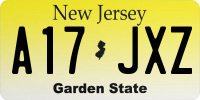 NJ license plate A17JXZ