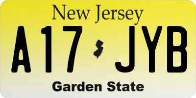 NJ license plate A17JYB
