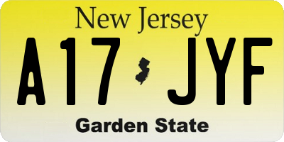 NJ license plate A17JYF