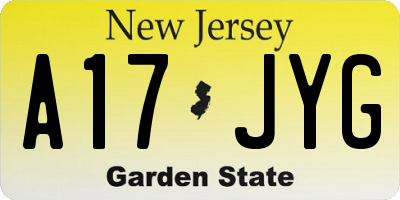 NJ license plate A17JYG