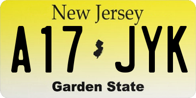 NJ license plate A17JYK