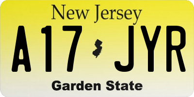NJ license plate A17JYR