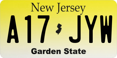 NJ license plate A17JYW