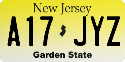 NJ license plate A17JYZ