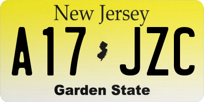 NJ license plate A17JZC