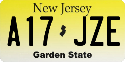 NJ license plate A17JZE