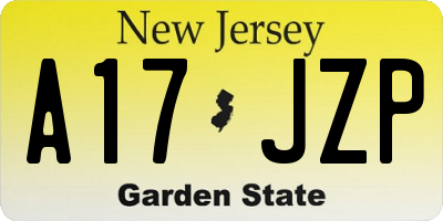 NJ license plate A17JZP
