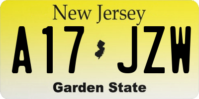 NJ license plate A17JZW