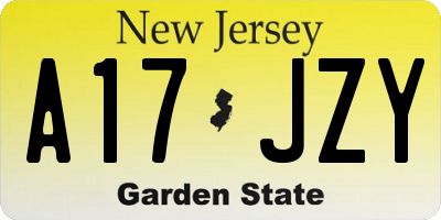 NJ license plate A17JZY