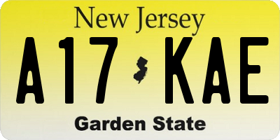 NJ license plate A17KAE