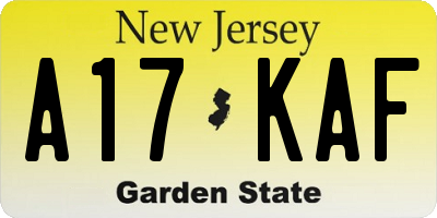 NJ license plate A17KAF
