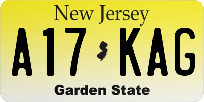 NJ license plate A17KAG