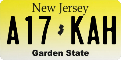 NJ license plate A17KAH