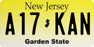NJ license plate A17KAN