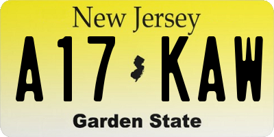 NJ license plate A17KAW