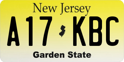 NJ license plate A17KBC