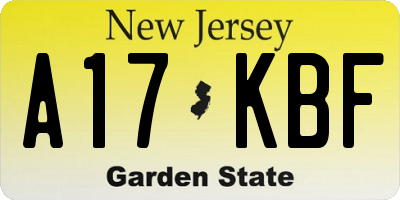 NJ license plate A17KBF