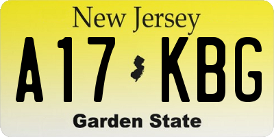 NJ license plate A17KBG