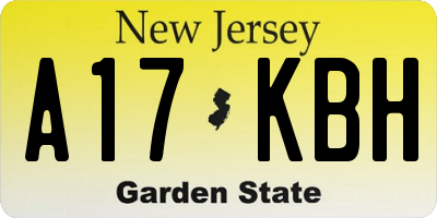 NJ license plate A17KBH