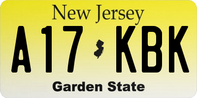 NJ license plate A17KBK