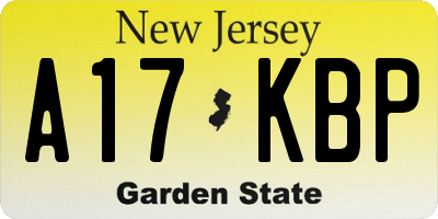 NJ license plate A17KBP