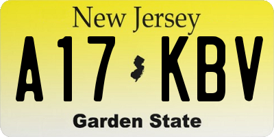 NJ license plate A17KBV