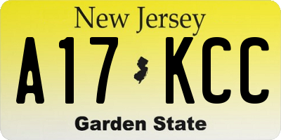 NJ license plate A17KCC