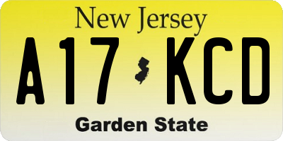 NJ license plate A17KCD