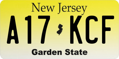 NJ license plate A17KCF