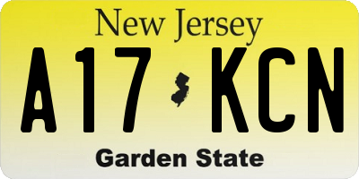 NJ license plate A17KCN