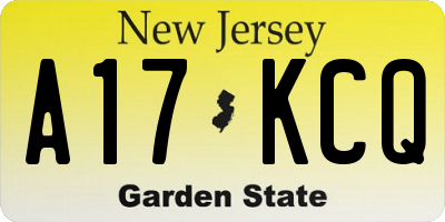 NJ license plate A17KCQ
