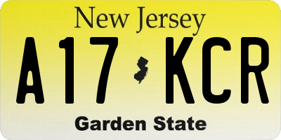 NJ license plate A17KCR