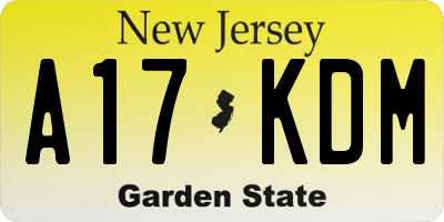 NJ license plate A17KDM