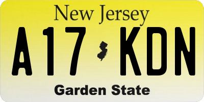 NJ license plate A17KDN