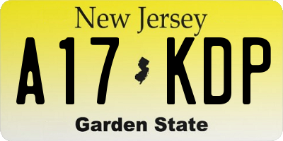 NJ license plate A17KDP