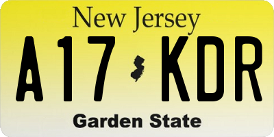 NJ license plate A17KDR