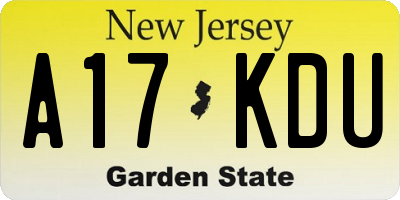 NJ license plate A17KDU