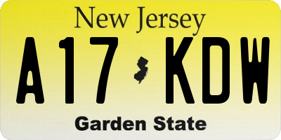 NJ license plate A17KDW