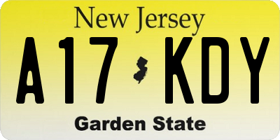 NJ license plate A17KDY