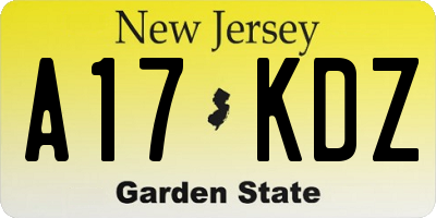 NJ license plate A17KDZ