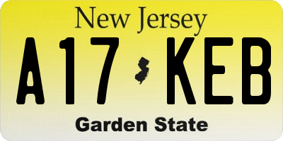 NJ license plate A17KEB