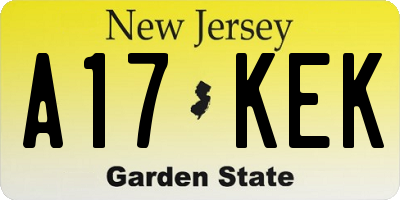 NJ license plate A17KEK