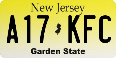 NJ license plate A17KFC